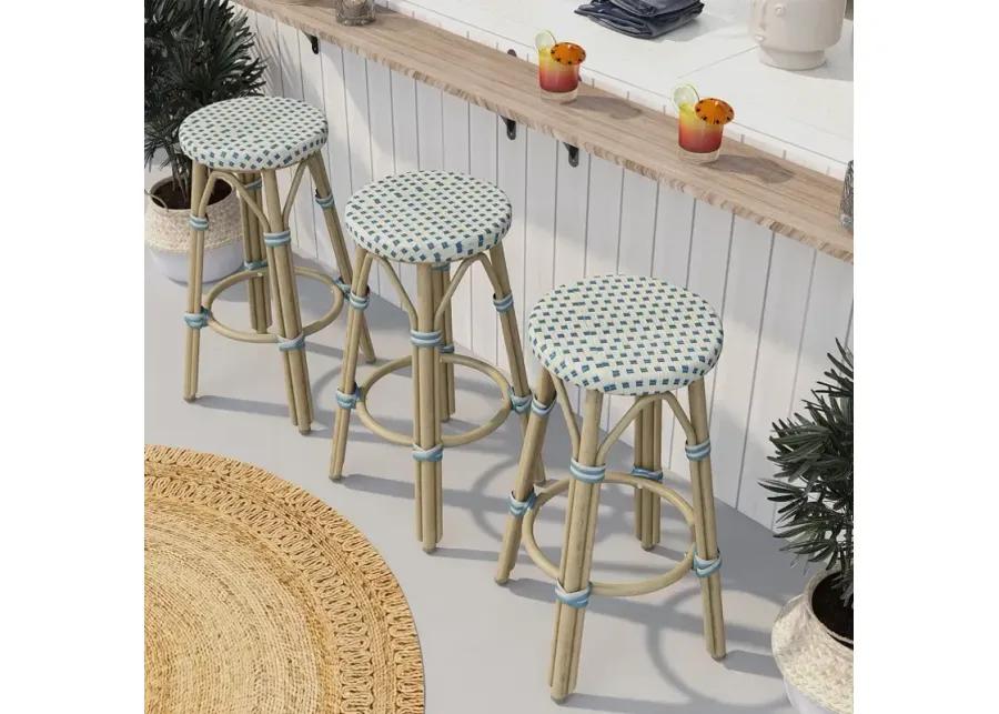Sparrow & Wren Kindry Faux Rattan Outdoor Counter Stools, Set of 2