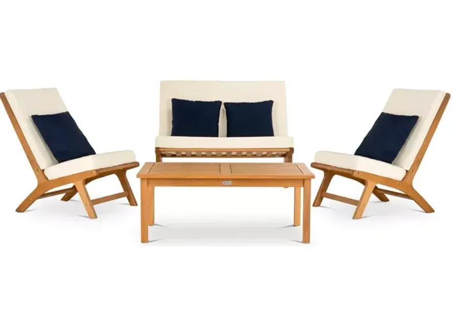 SAFAVIEH Chaston 4-Piece Outdoor Living Set with Accent Pillows