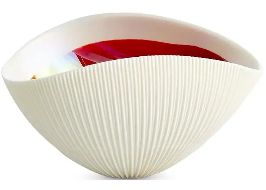 Global Views Pleated Bowl in Deep Red, Small