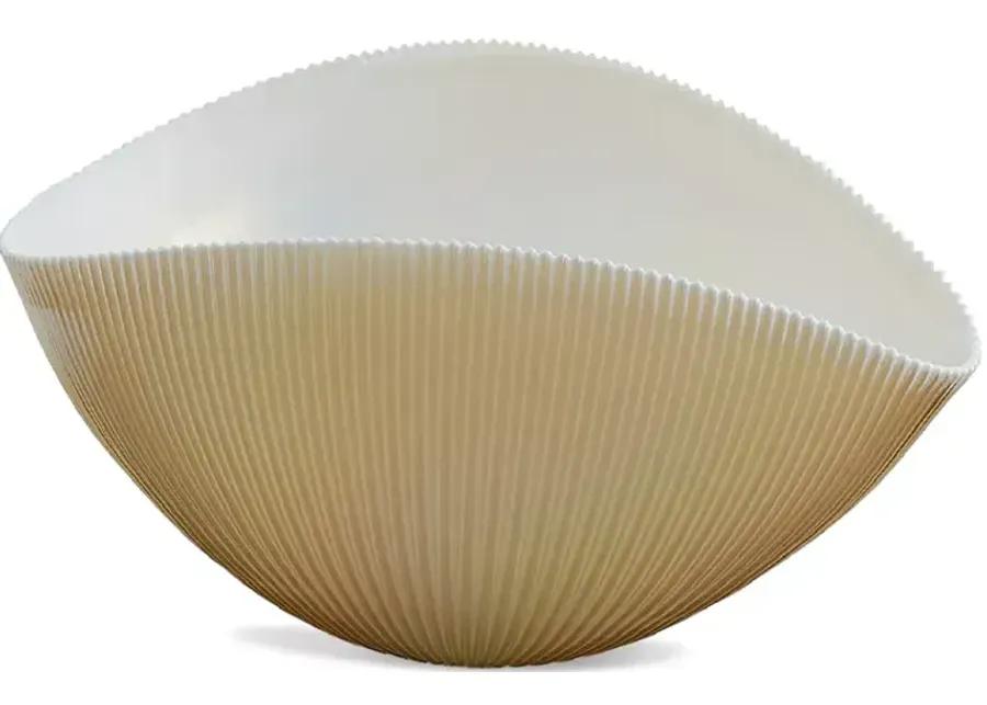 Global Views Pleated Bowl Camel/Ivory, Medium