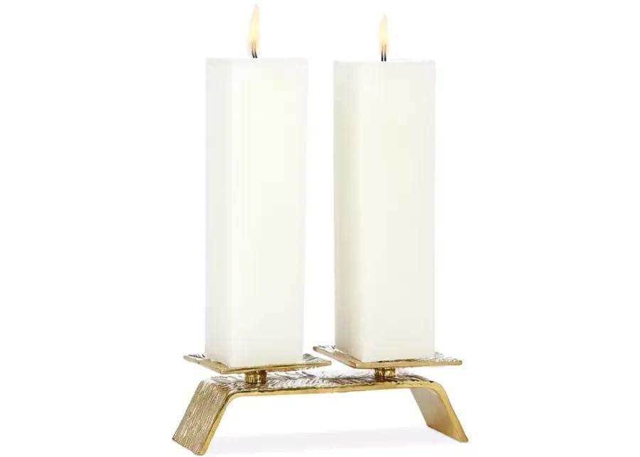 Global Views Double Torch Candle Holder in Brass