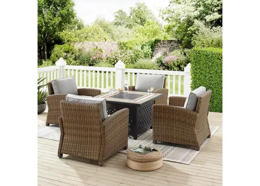 Sparrow & Wren Bradenton 5 Piece Outdoor Wicker Conversation Set with Fire Table