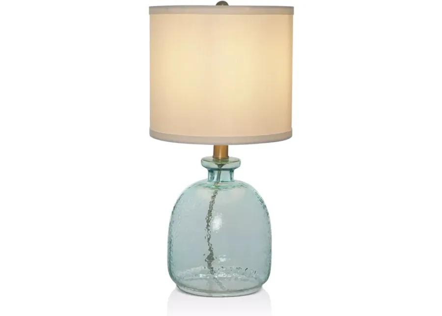 Cresswell 18" Ocean-Blue Glass Table Lamp