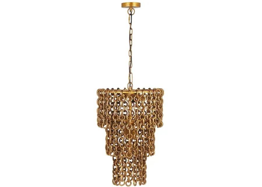 TOV Furniture Nirsa Brass Chain Link 3 Tier Chandelier