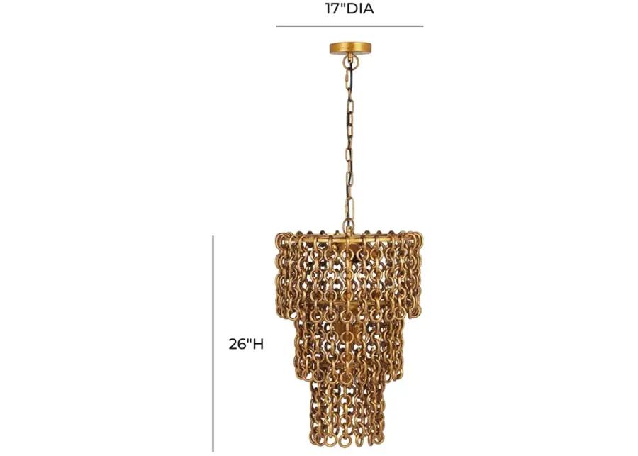 TOV Furniture Nirsa Brass Chain Link 3 Tier Chandelier