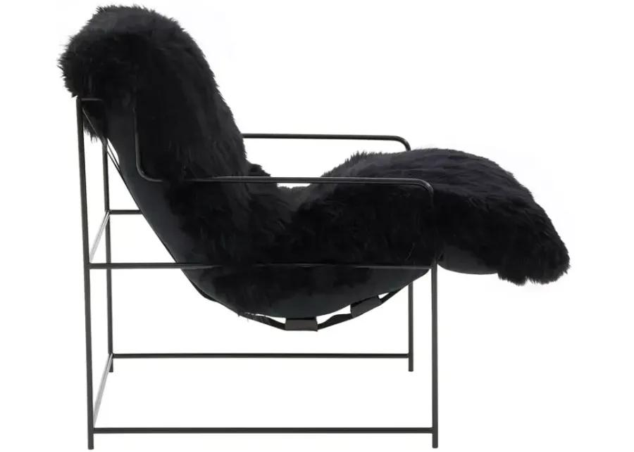 TOV Furniture Kimi Black Genuine Sheepskin Chair