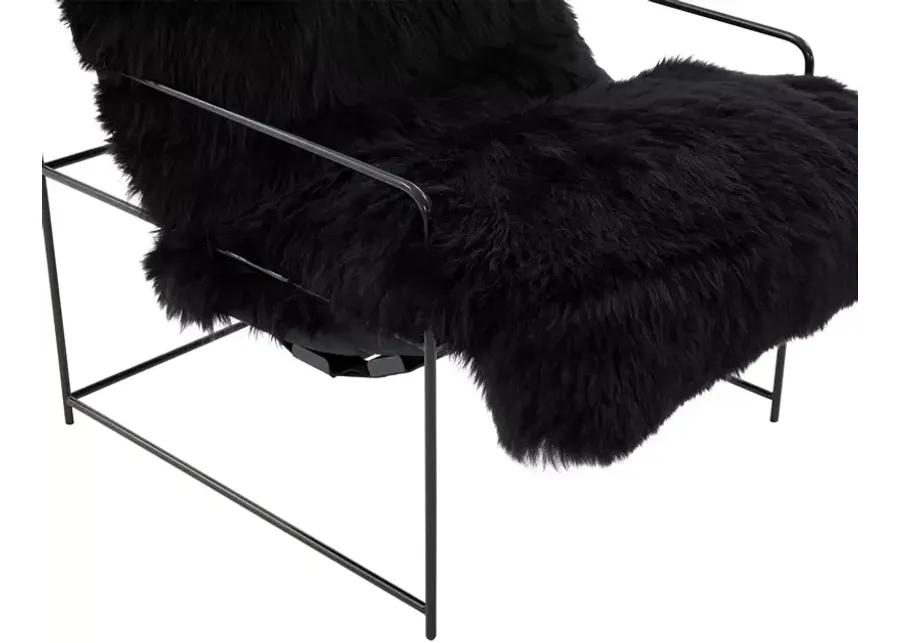 TOV Furniture Kimi Black Genuine Sheepskin Chair