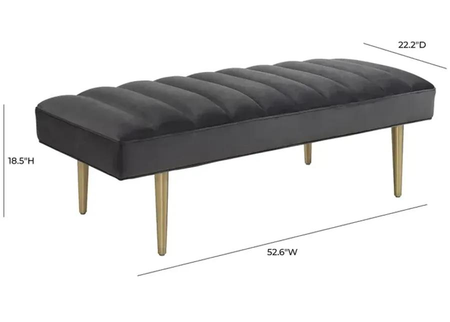 TOV Furniture Jax Gray Velvet Bench