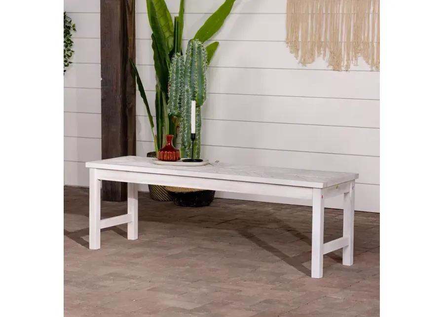 WALKER EDISON Chevron Acacia Outdoor Dining Bench