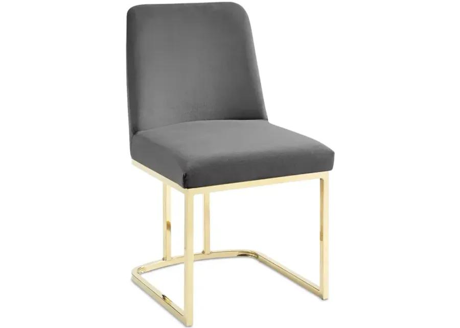 Modway Amplify Sled Base Performance Velvet Dining Side Chair in Gold Tone