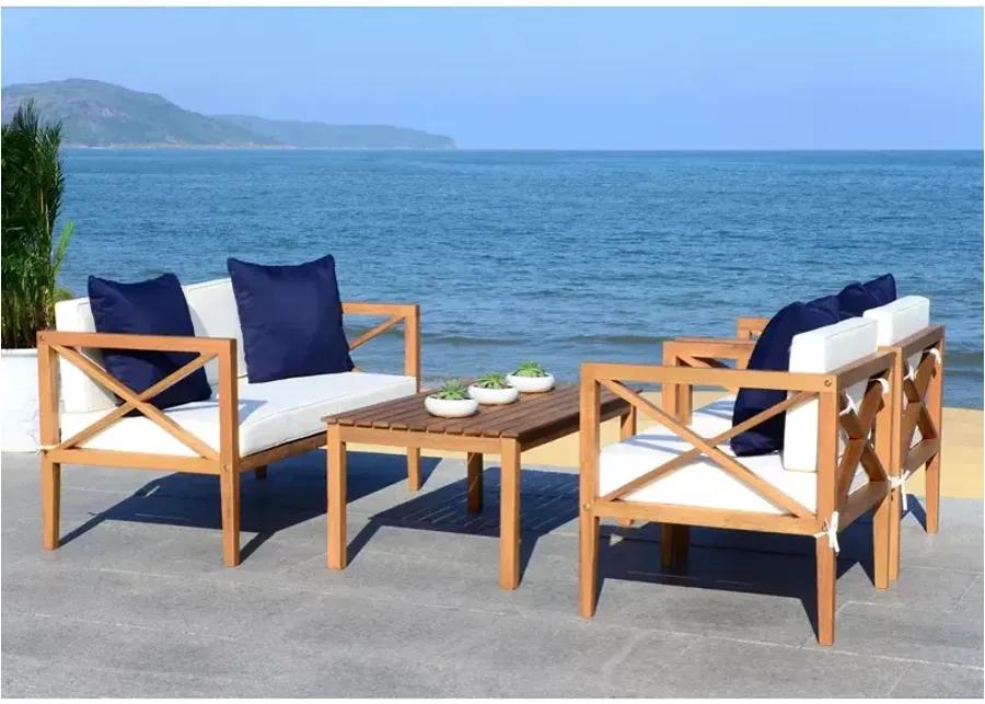 SAFAVIEH Nunzia 4 Piece Outdoor Living Set with Accent Pillows