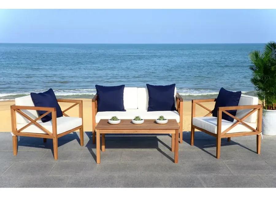 SAFAVIEH Nunzia 4 Piece Outdoor Living Set with Accent Pillows