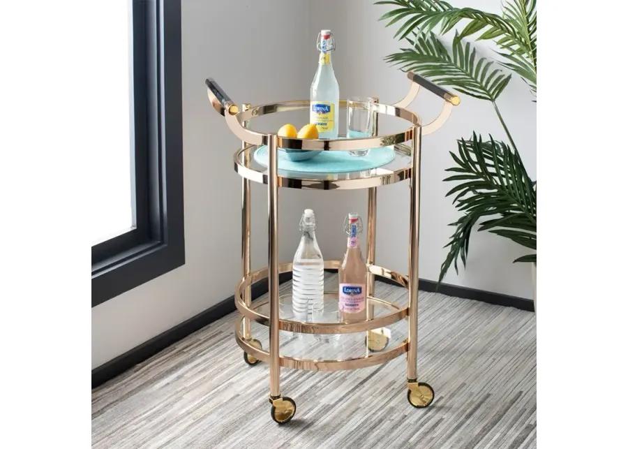 Safavieh Sienna Gold 2 Tier Round Bar Cart