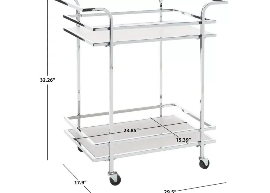 Safavieh Lameris 2 Tier Chrome Bar Cart with Handles