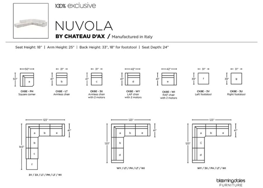 Chateau d'Ax Nuvola 6 Piece Power Leather Sectional Sofa