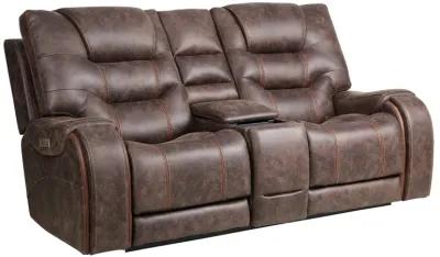 Canyon Walnut Power Headrest Reclining Console Loveseat