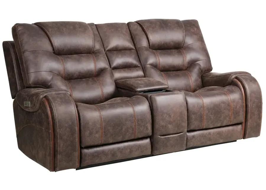 Canyon Walnut Power Headrest Reclining Console Loveseat