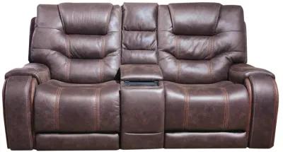 Canyon Walnut Power Headrest Reclining Console Loveseat