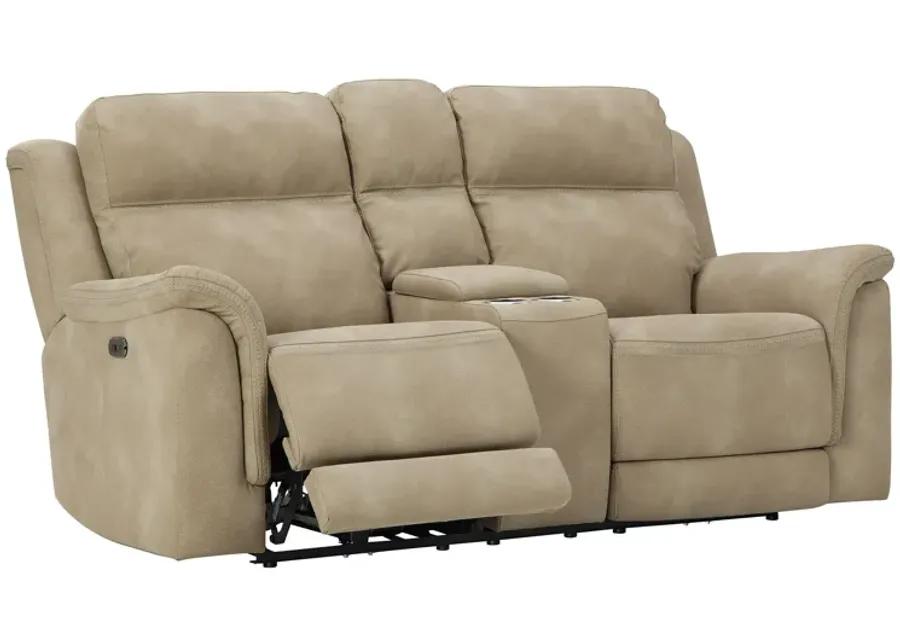 Zero Gravity Durapella Sand Power Headrest Console Reclining Loveseat