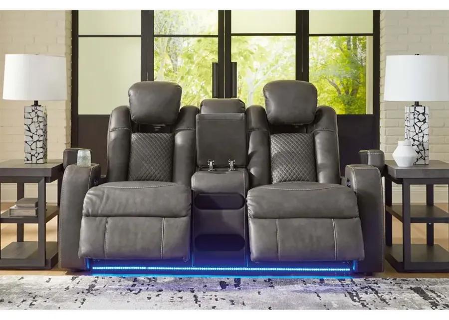 Fyne-Dyme Shadow Power Headrest Reclining Console Loveseat