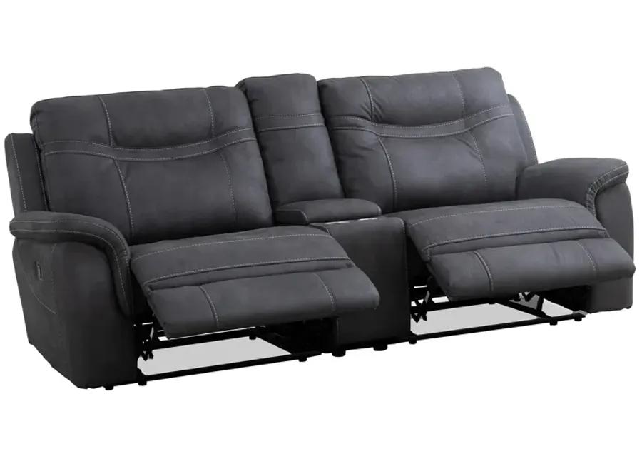 Gemma Grey Power Reclining Console Loveseat