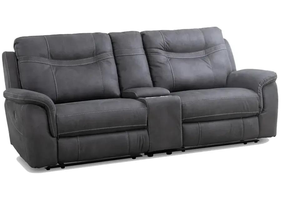 Gemma Grey Power Reclining Console Loveseat