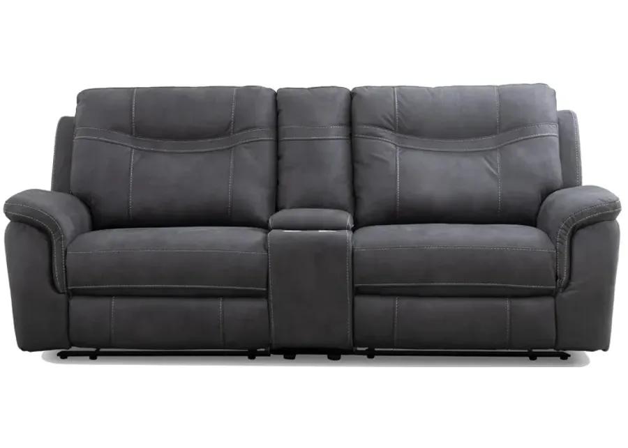 Gemma Grey Power Reclining Console Loveseat