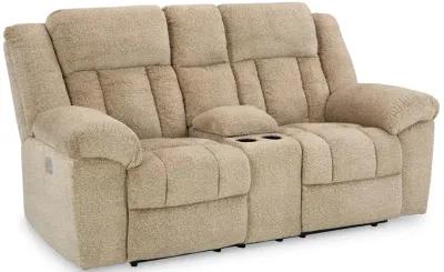 Tip-Off Wheat Power Headrest Reclining Console Loveseat