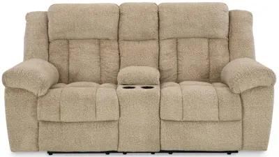 Tip-Off Wheat Power Headrest Reclining Console Loveseat