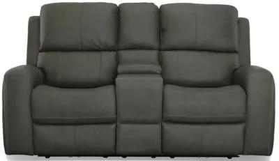 Linden Zero Gravity Power Headrest Reclining Console Loveseat with Power Lumbar