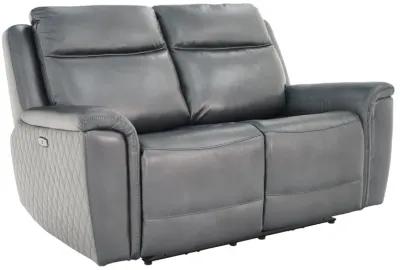 Chesapeake Blue Gray Zero Gravity Power Headrest Reclining Loveseat