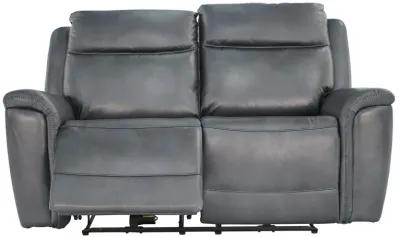 Chesapeake Blue Gray Zero Gravity Power Headrest Reclining Loveseat