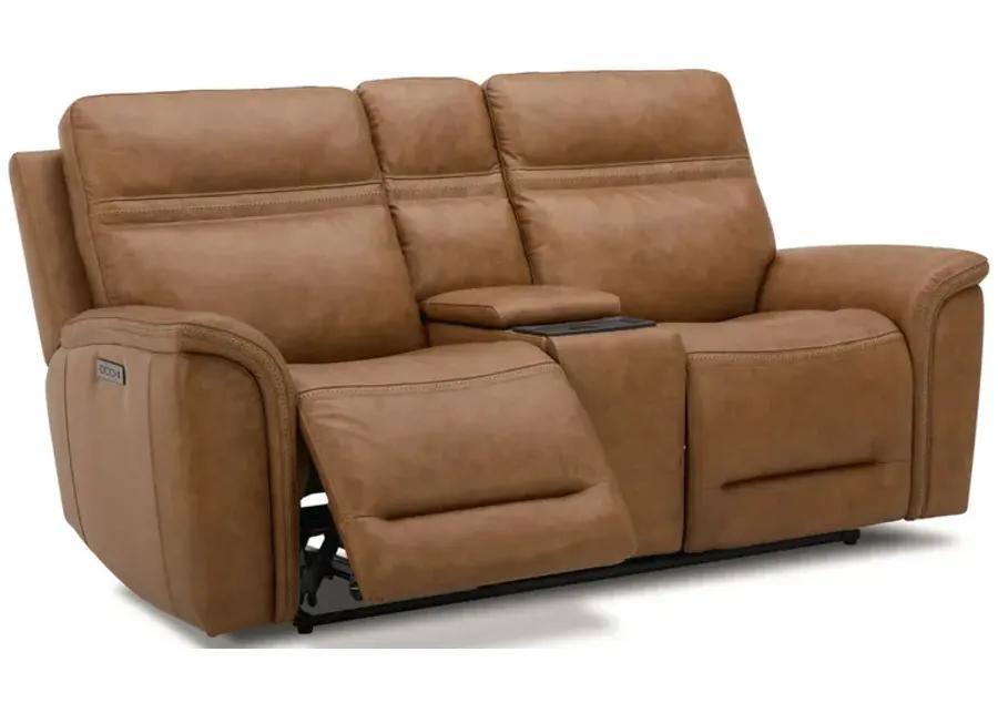 Cooper Camel Zero Gravity Power Headrest Reclining Console Loveseat with Power Lumbar