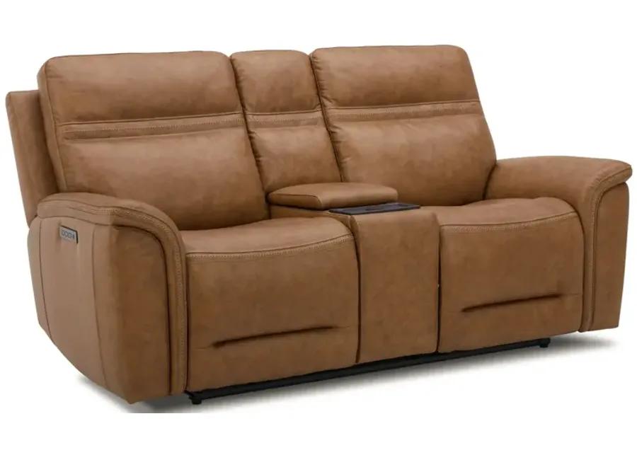 Cooper Camel Zero Gravity Power Headrest Reclining Console Loveseat with Power Lumbar