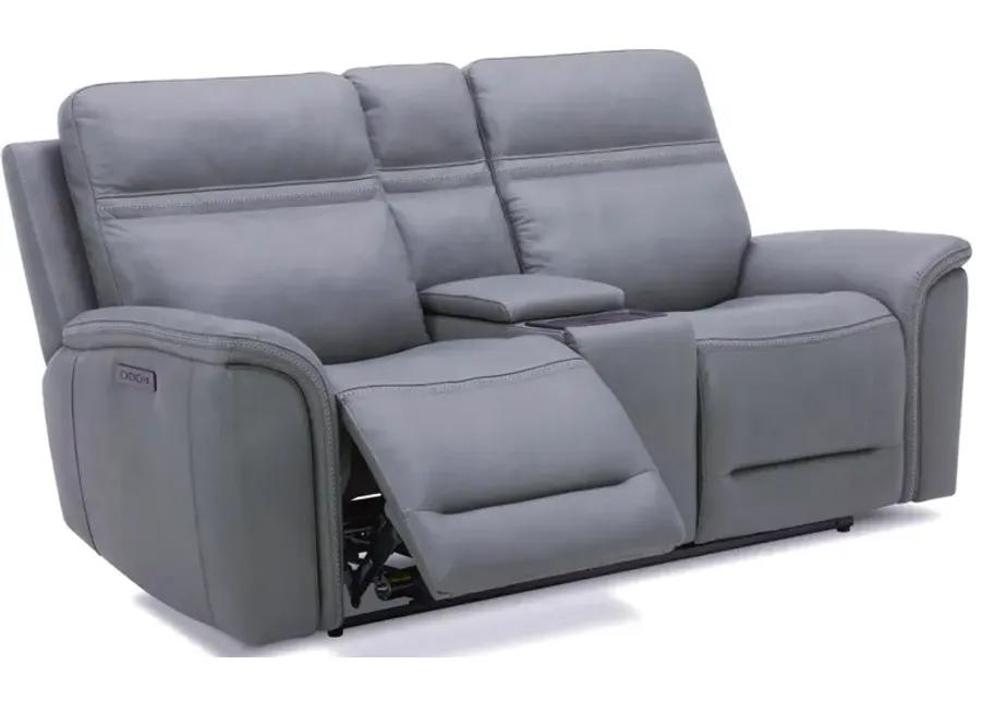 Cooper Gray Zero Gravity Power Headrest Reclining Console Loveseat with Power Lumbar