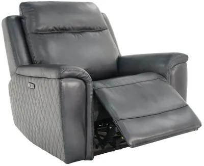 Chesapeake Blue Gray Zero Gravity Power Headrest Recliner