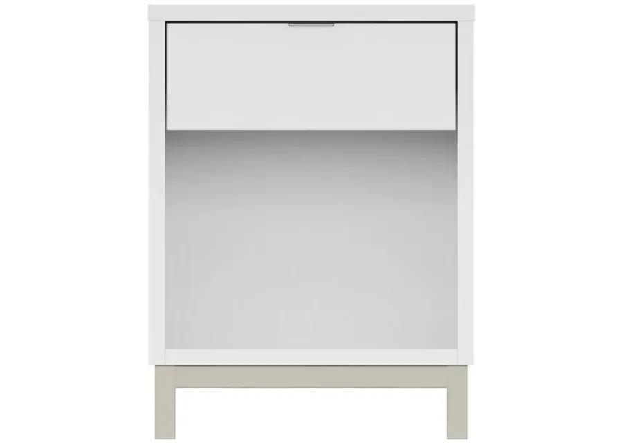 Solace White/Nickel 1 Drawer Nightstand