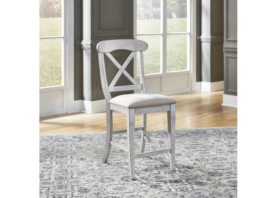 Ocean Isle White/Pine Upholstered Counter Stool