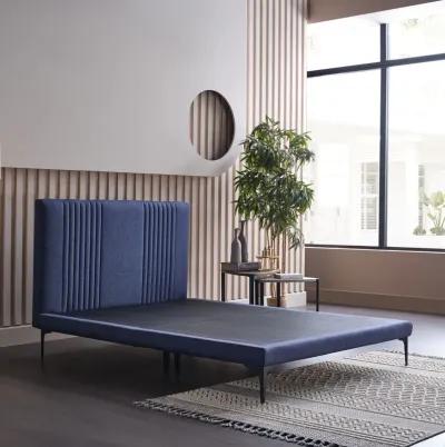 Sidney Navy Upholstered Platform Bed