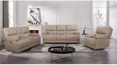 Theo Taupe Power Reclining Console Loveseat