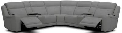 Aline 6 Piece Zero Gravity Power Headrest Reclining Sectional with Power Lumbar, Heat and Massage