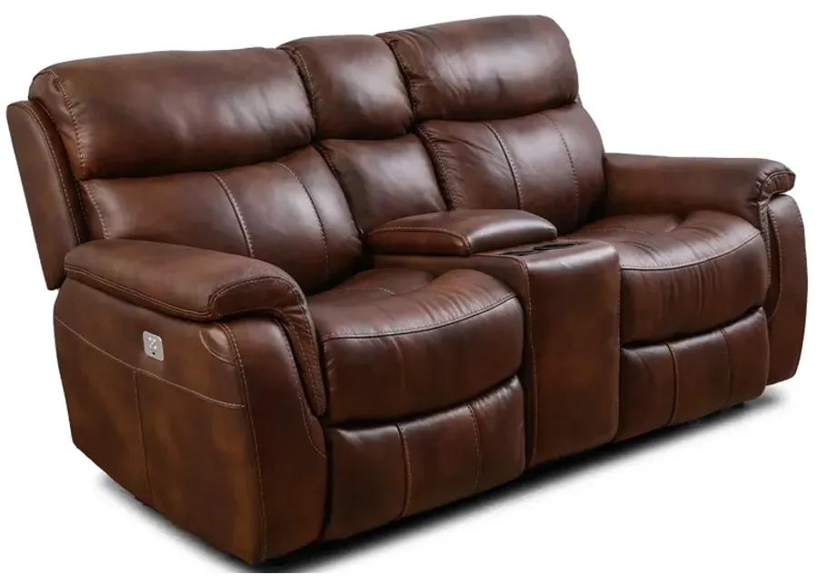 Brandon Light Brown Power Headrest Reclining Console Loveseat