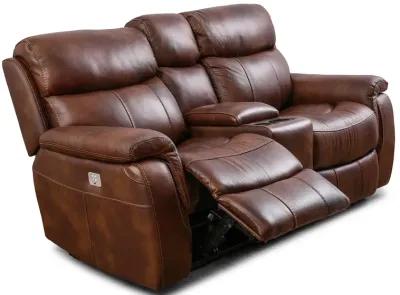 Brandon Light Brown Power Headrest Reclining Console Loveseat