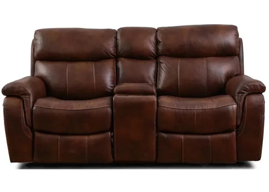 Brandon Light Brown Power Headrest Reclining Console Loveseat