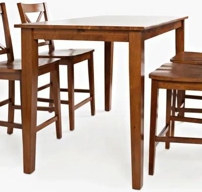 Simplicity Caramel 5 Piece Counter Height Set (Counter Height Table with 4 X-Back Stools)