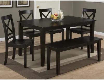 Simplicity Espresso 6 Piece Rectangular Set (Rectangular Table with 4 Side Chairs and Bench)