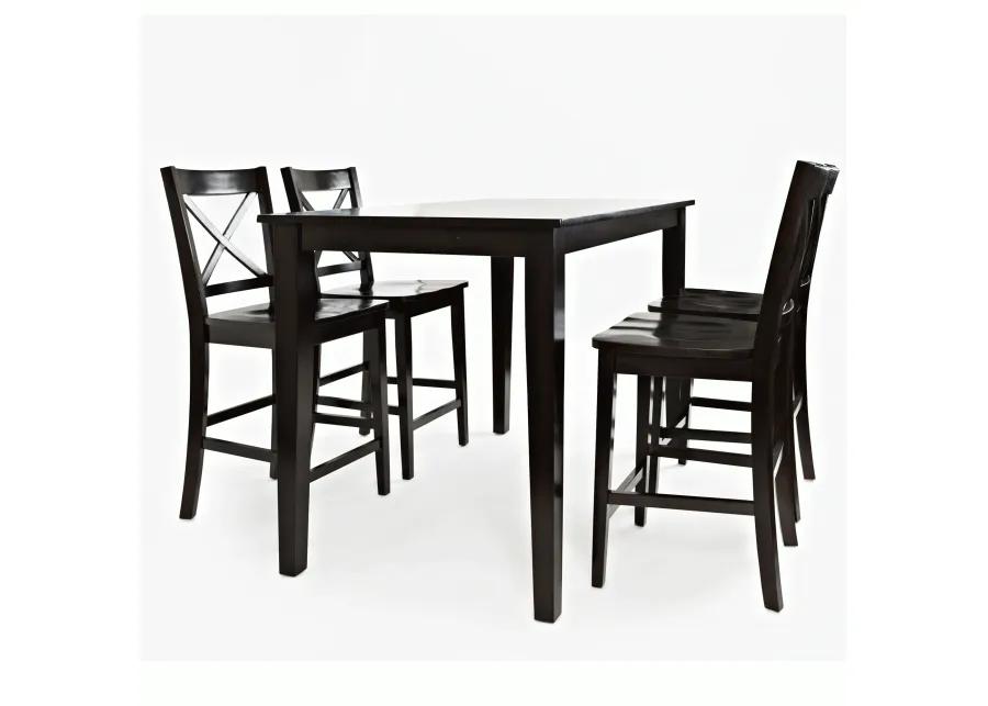 Simplicity Espresso 5 Piece Counter Set (Counter Table with 4 Counter Stools)