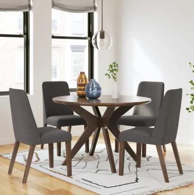 Lyncott 5 Piece Round Dining Set (Table with 4 Charcoal Side Chairs)