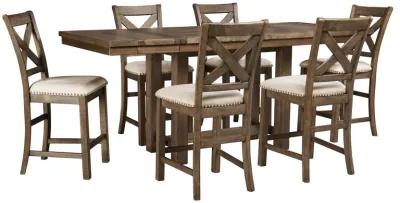 Moriville 7 Piece Counter Set (Rectangular Table with 6 Upholstered Stools)