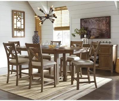 Moriville 7 Piece Counter Set (Rectangular Table with 6 Upholstered Stools)